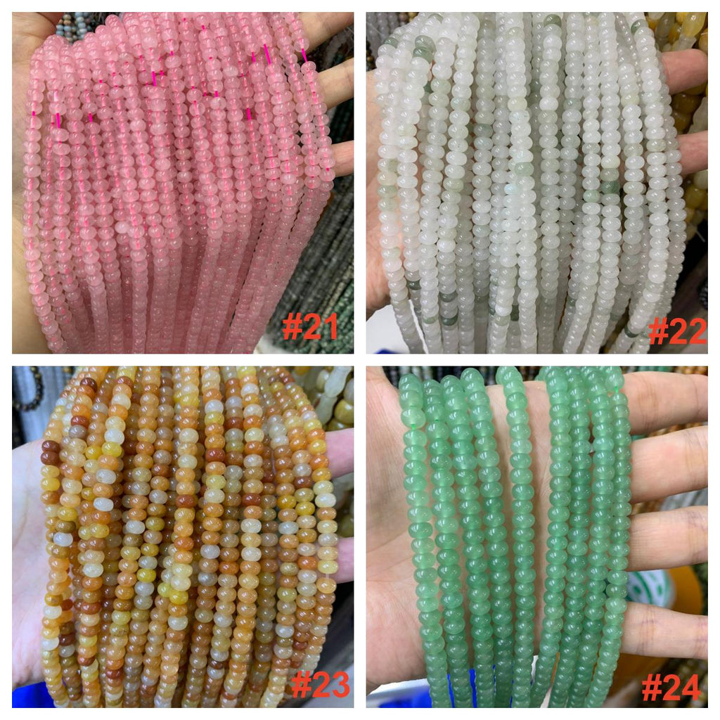 23 Kinds of Rondelle Shape 6*4 MM Natural Stone Beads Gemstone Loose Bead for Jewelry Bracelet DIY Making Strand 15.5"