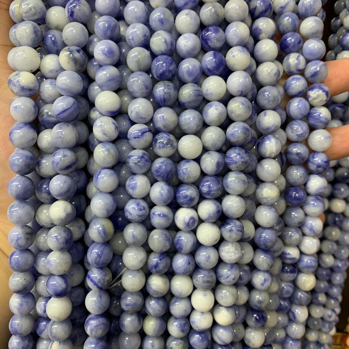 Natural Blue Ceramic Round Beads, Blue and White Porcelain Beads 10mm Gemstone  Lace Bead 15.5 Inch Strand AAA for DIY Jewelry