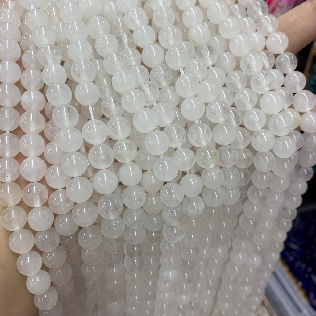 Natural Crystal Quartz Round Beads, Crystal Beads 6mm 8mm Gemstone Round Beads 15.5 Inch for DIY Jewelry Making