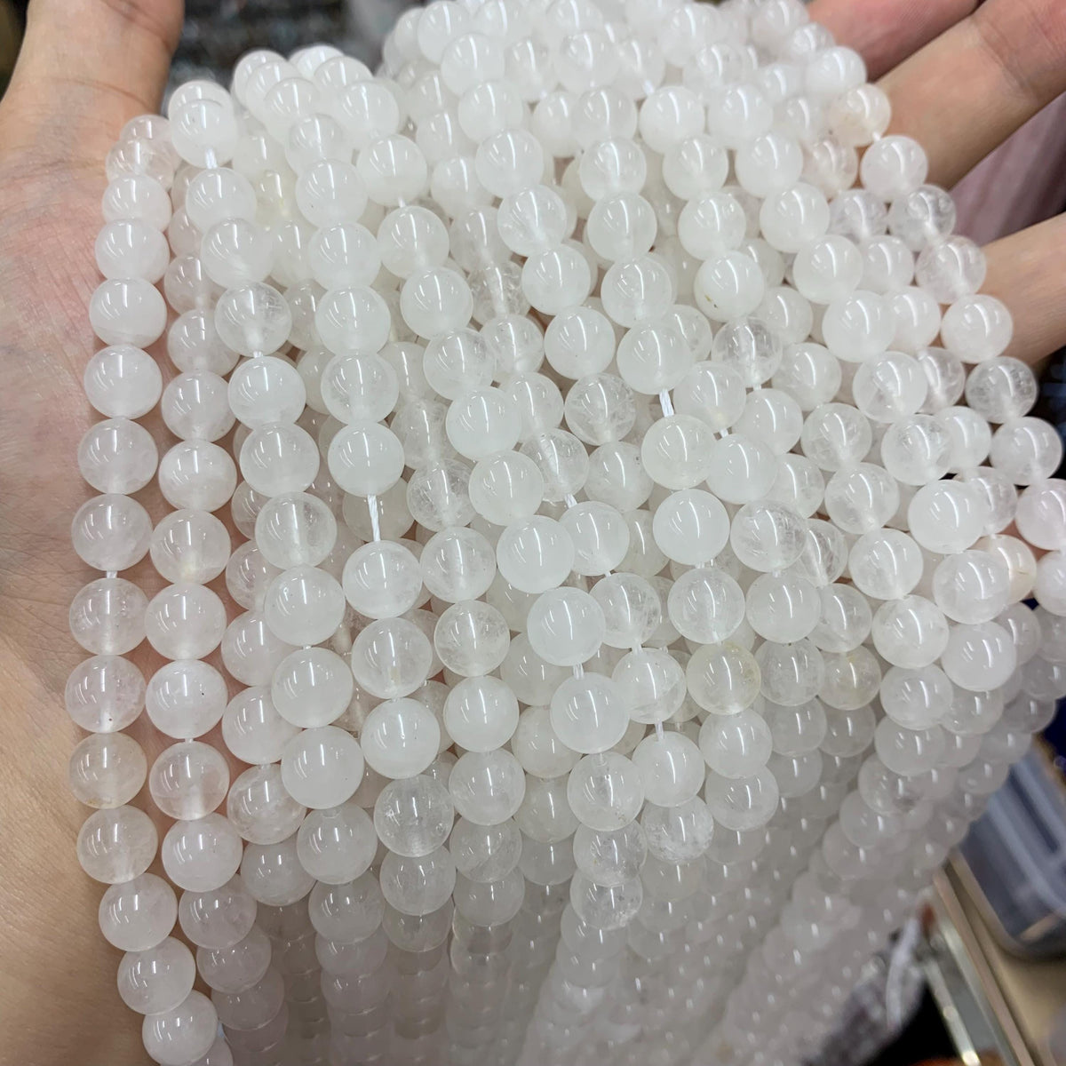 Natural Crystal Quartz Round Beads, Crystal Beads 6mm 8mm Gemstone Round Beads 15.5 Inch for DIY Jewelry Making