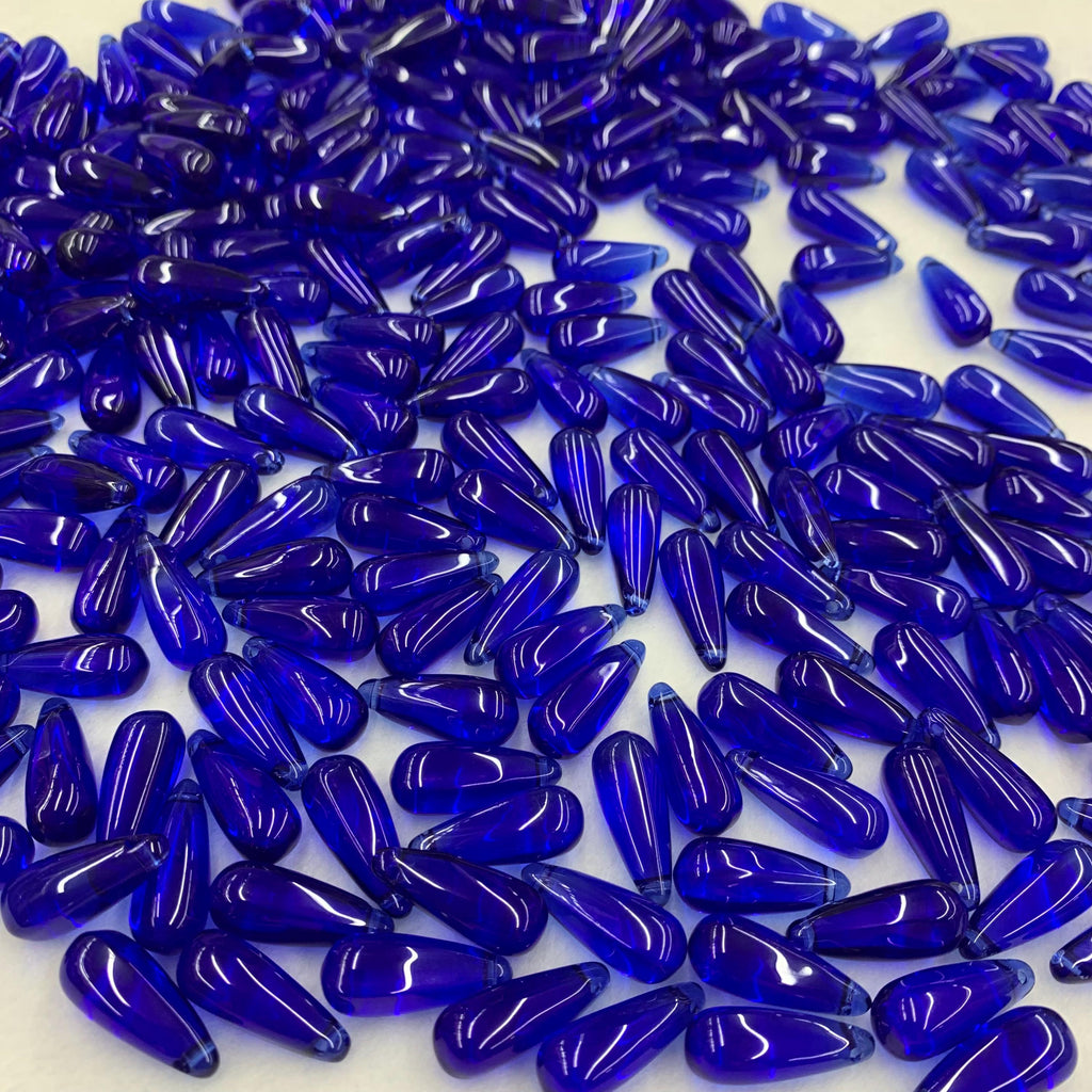 Blue Glass Tear Drop Shape Pendant 8mm* 22mm with Hole