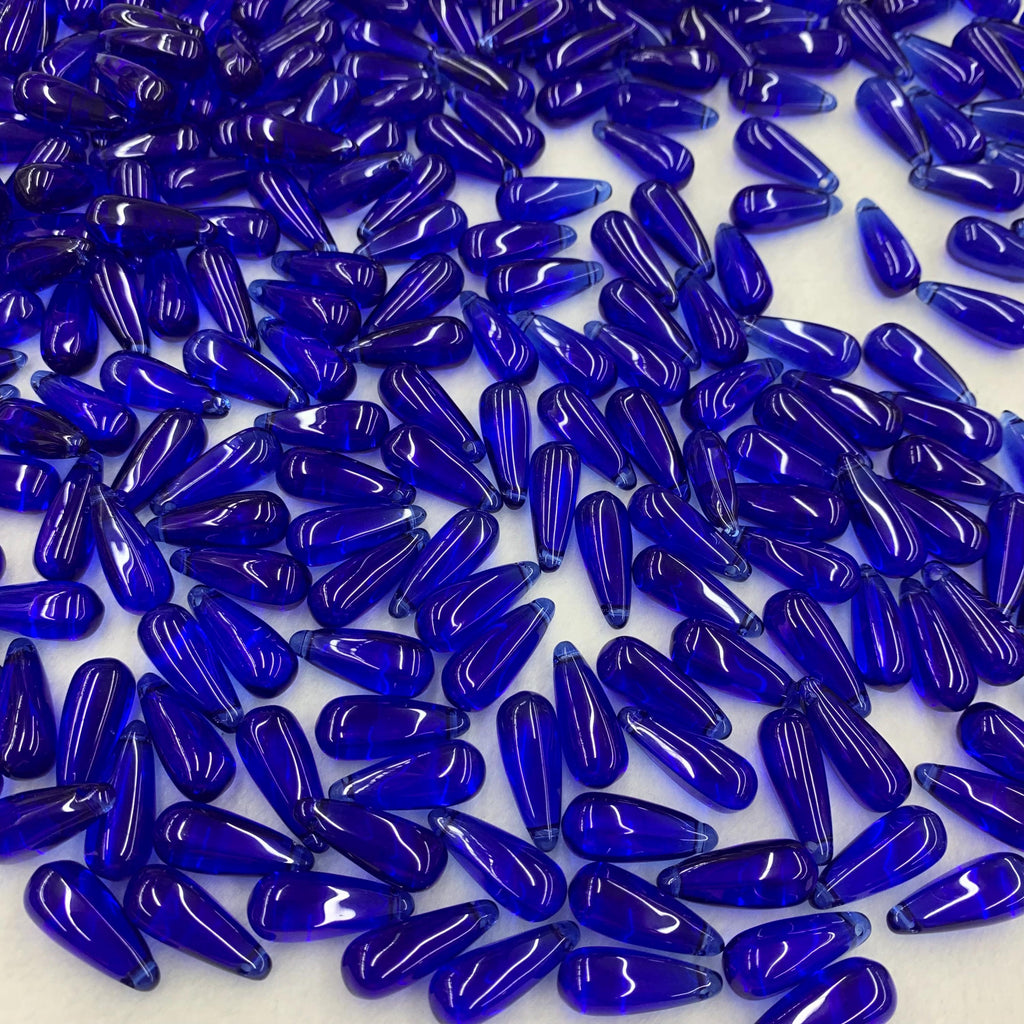 Blue Glass Tear Drop Shape Pendant 8mm* 22mm with Hole