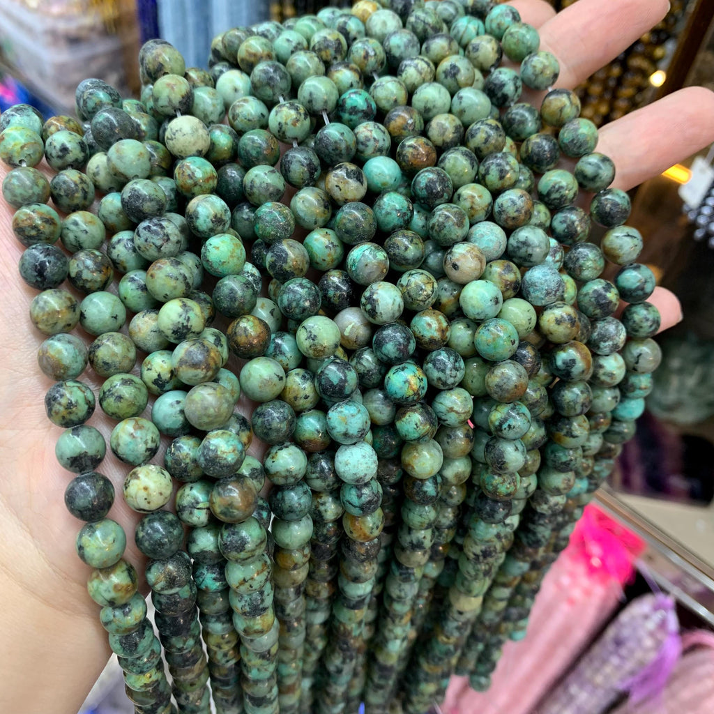 Natural African Turquoise Round Beads 6mm 8mm 10mm Natural Loose Round Gemstone for Jewelry Making 15 inch
