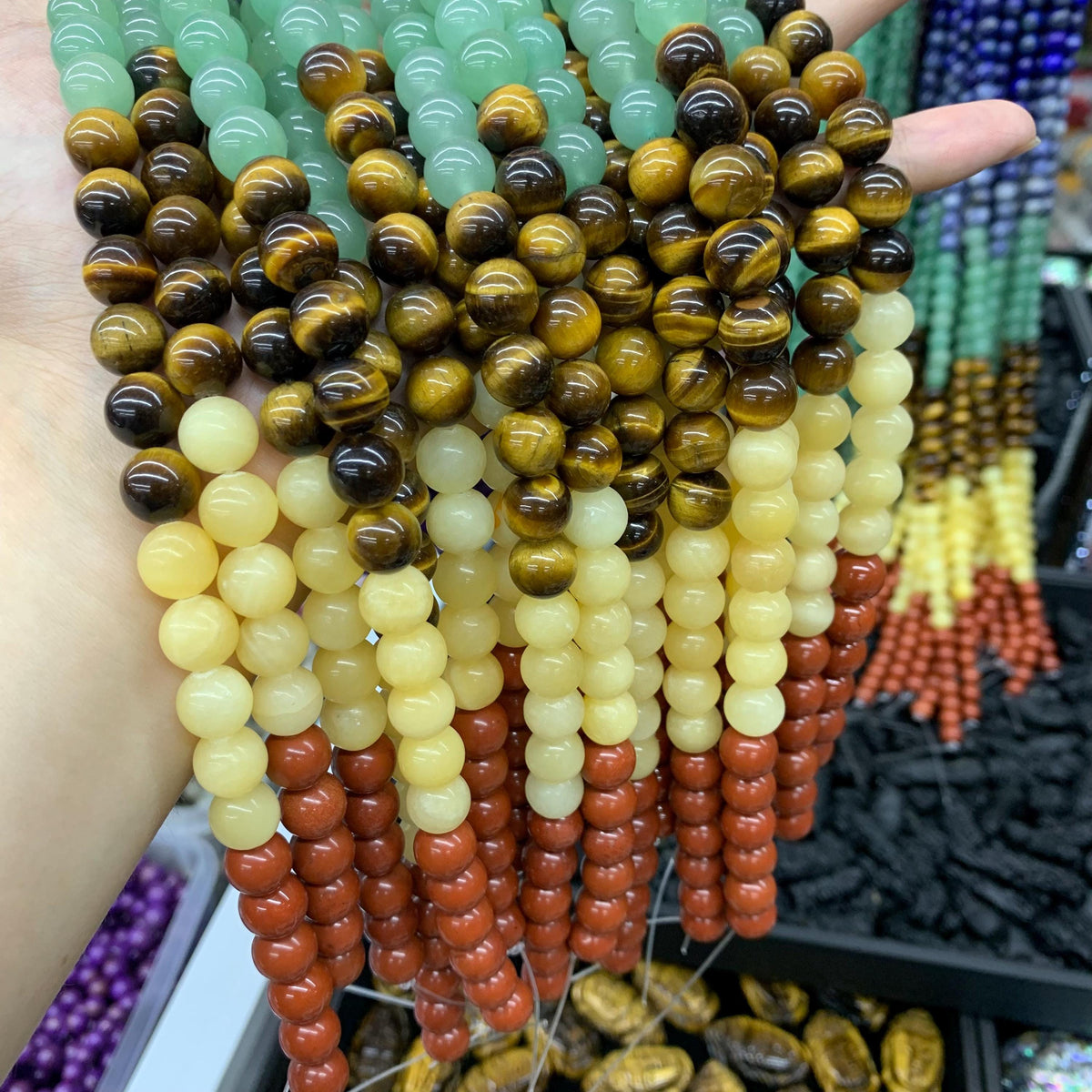 Natural 7 Chakra Round Beads 7 Color Gemstone Round bead 8mm 10mm 15.5” Strand for Jewelry Making