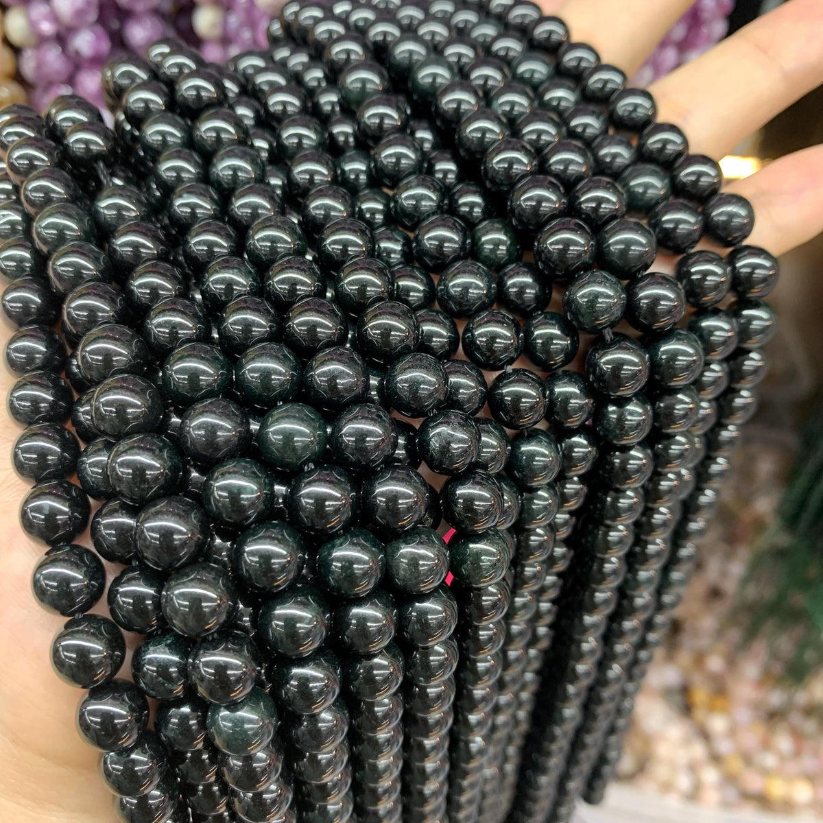 Black Jade Round Beads 6mm 8mm 15.5‘’for Jewelry Making Black Gemstone Loose Beads