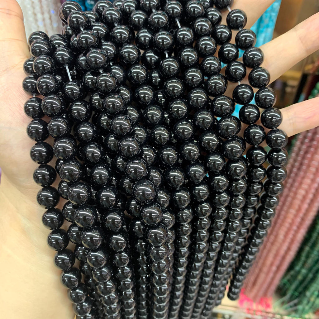 Black Onyx beads 6mm 8mm 10mm Smooth Round Beads Black Gemstone Gard AAA 15.5“ for Jewelry Making