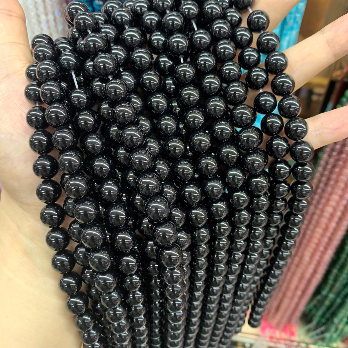 Black Onyx beads 6mm 8mm 10mm Smooth Round Beads Black Gemstone Gard AAA 15.5“ for Jewelry Making