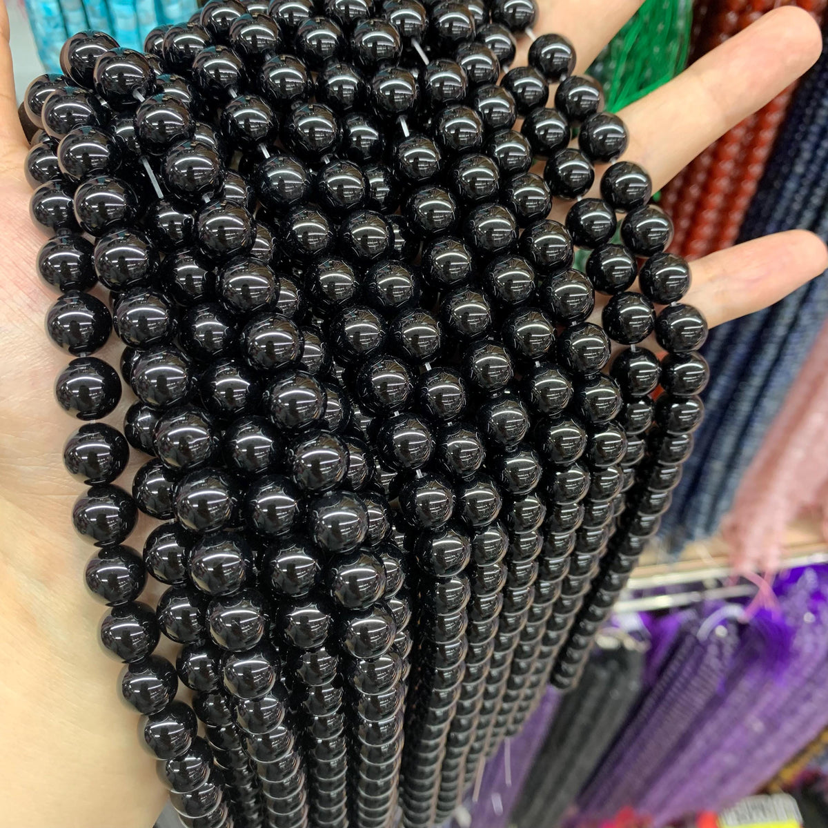 Black Onyx beads 6mm 8mm 10mm Smooth Round Beads Black Gemstone Gard AAA 15.5“ for Jewelry Making