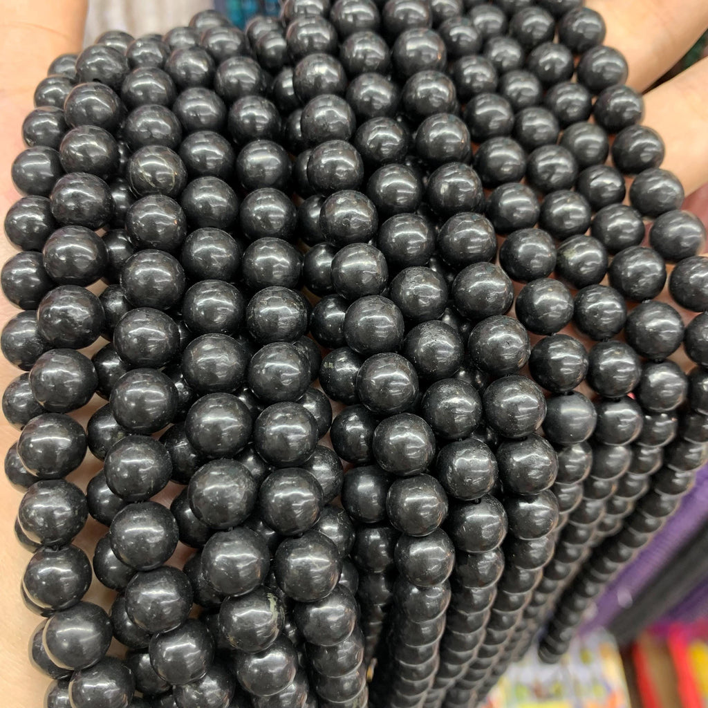 Natural Schungite Beads 6mm 8mm 10mm Gemstone Shungite Round Beads 15.5‘’for Jewelry Making