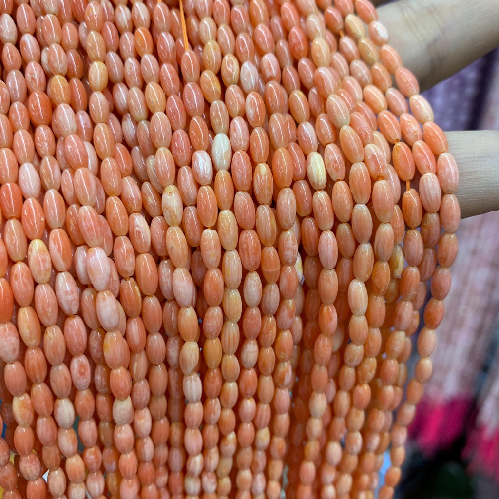 Orange Coral Rice Shape Beads 3*6mm Gemstone Rice Shape 4*8mm Orange Gemstone Pink Semi Precious Beads for Jewelry DIY Making Strand 15.5"