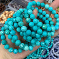 10mm Blue Turquoise Round Faceted Bracelet Blue Turquoise stone bead