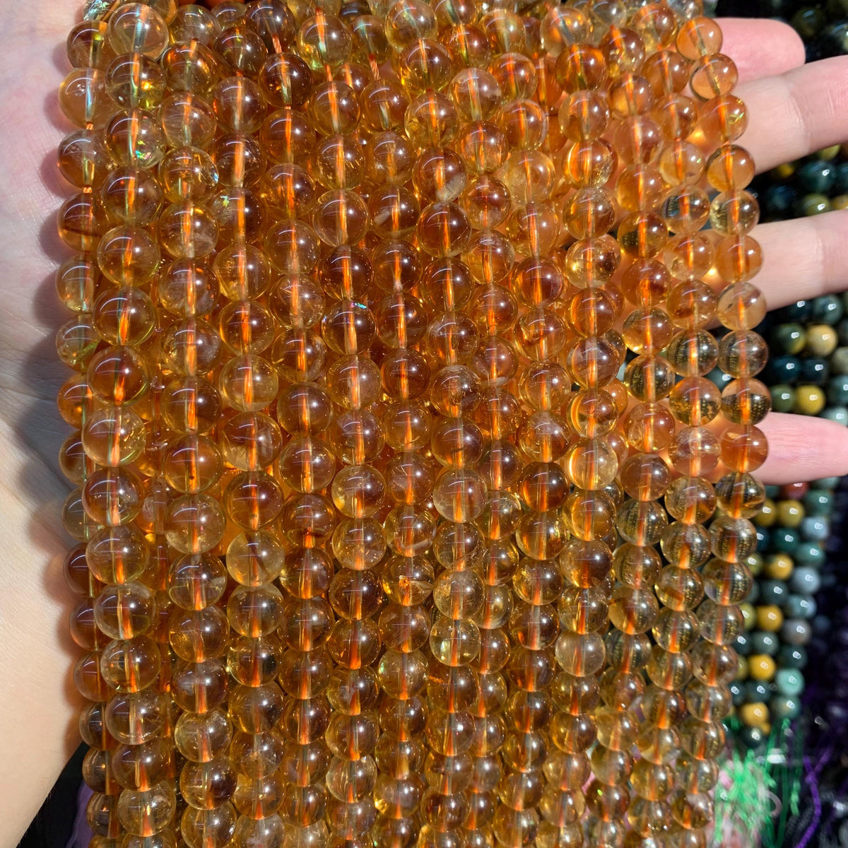 Natural Citrine Round Beads 5mm 6mm 7mm 8mm 9mm 10mm 11mm 12mm Smooth Beads Brazil Yellow Citrine Gemstone Loose Bead for Jewelry Making AAA