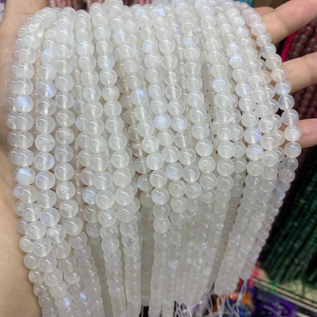 AAA Rainbow Moonstone Beads with Blue Flash, Gemstone Beads (5mm-9mm)