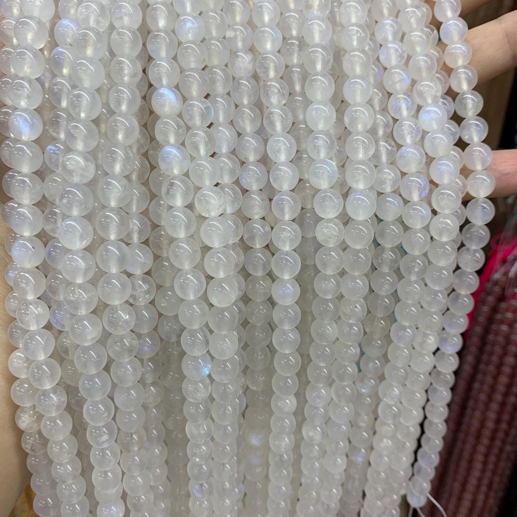 AAA Rainbow Moonstone Beads with Blue Flash, Gemstone Beads (5mm-9mm)