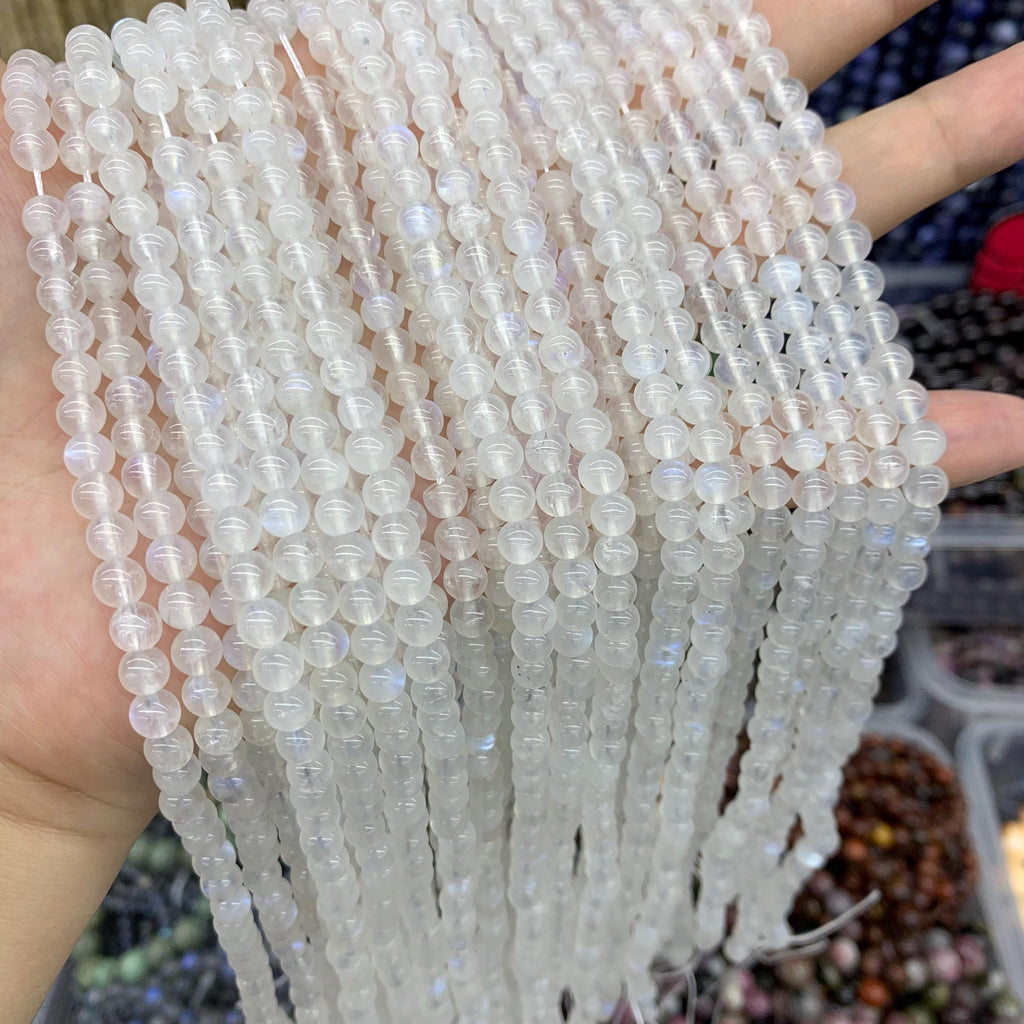 AAA Rainbow Moonstone Beads with Blue Flash, Gemstone Beads (5mm-9mm)