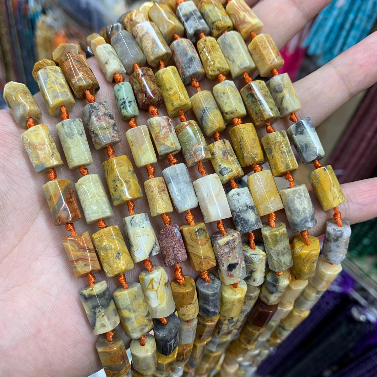 Natural Raw Rough Tube Shape Gemstone Beads Rock Stone Pendant Charm Supplies for Jewelry DIY Gemstone Strand 15.5"