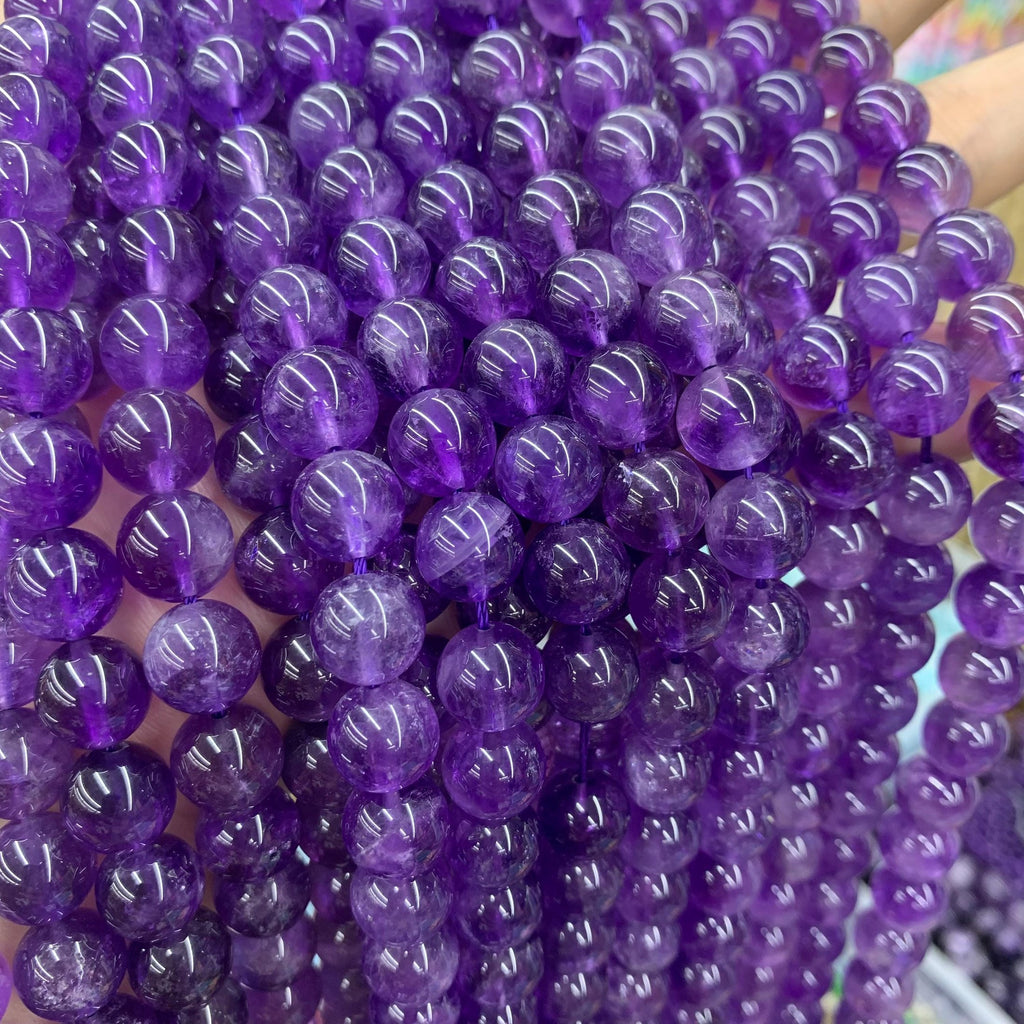 Natural Amethyst Round Beads 6mm 8mm 10mm 12mm Amethyst for Jewelry DIY Making Amethyst Purple Gemstone Bead Strand 15.5" Garde AAA