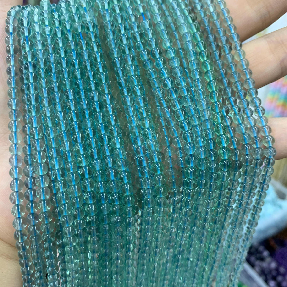 Natural Clear Blue Fluorite Beads Fluorite Bead Gemstone Loose Beads 4mm 15 Inch AAA