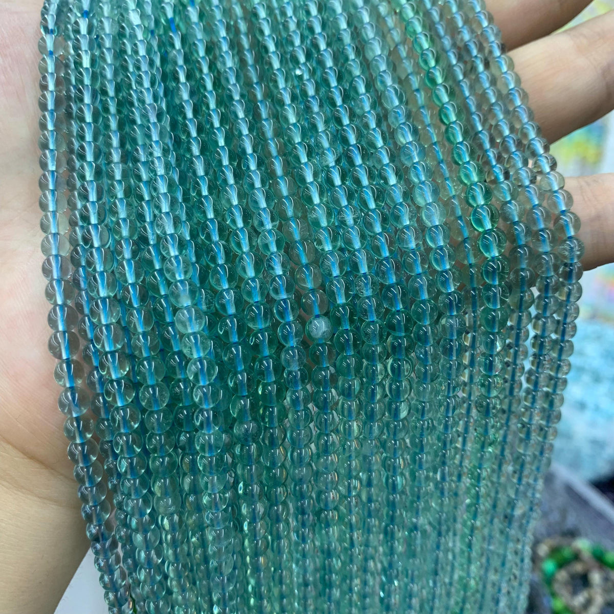 Natural Clear Blue Fluorite Beads Fluorite Bead Gemstone Loose Beads 4mm 15 Inch AAA