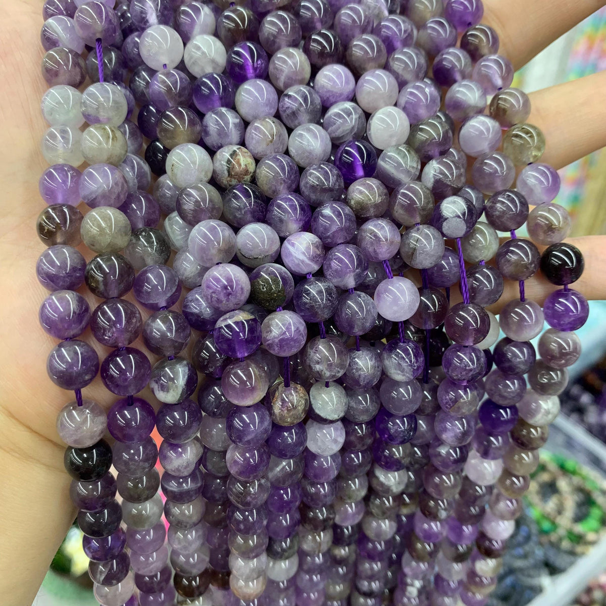 Natural Amethyst Round Beads 7mm 8mm Gemstone Round Beads Loose Bead 15.5 Inch Strand