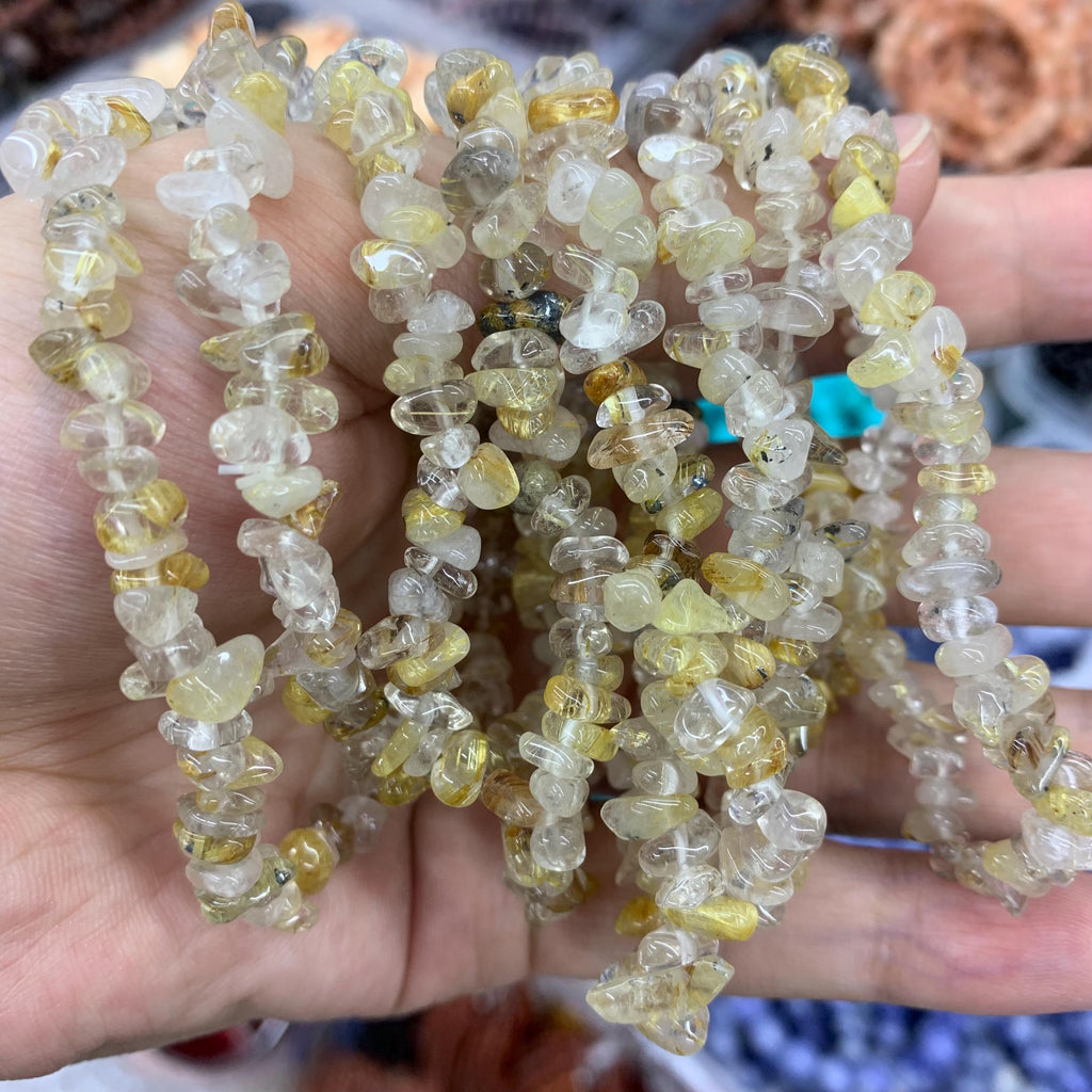 Natural Golden Rutilated Quartz Chip Bracelet Gemstones Semi-precious stone Loose Beads