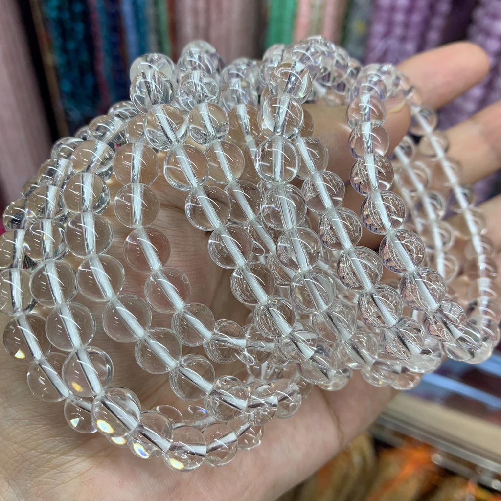 Natural Clear Quartz Round Beads Bracelet Top Quality, Crystal Beads 6mm 8mm 10mm Gemstone Strand AAA for DIY Jewelry Making