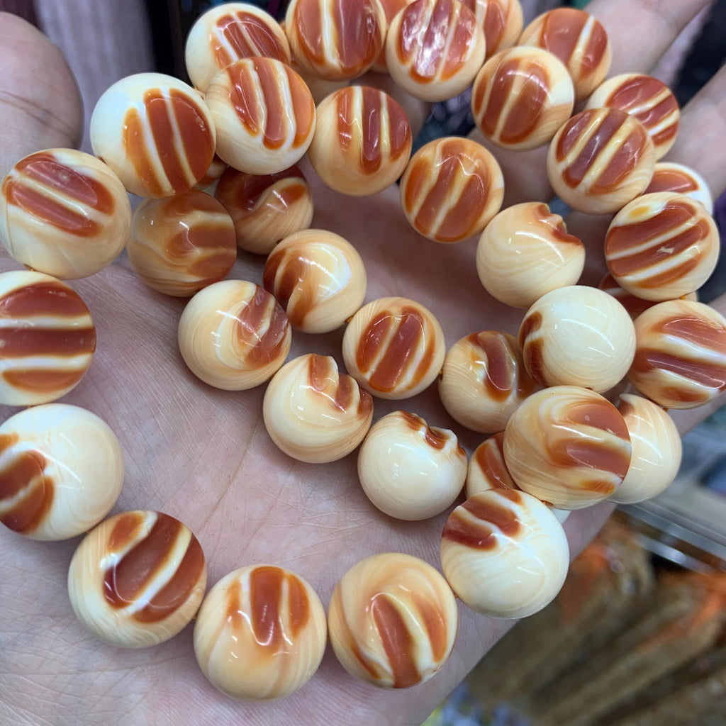 Natural Orange Red Conch Shell Bracelet 16mm with Blood Tooth High Quality, Shell Beads for DIY Jewelry Making