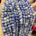 Natural Blue Ceramic Round Beads, Blue and White Porcelain Beads 10mm Gemstone  Lace Bead 15.5 Inch Strand AAA for DIY Jewelry