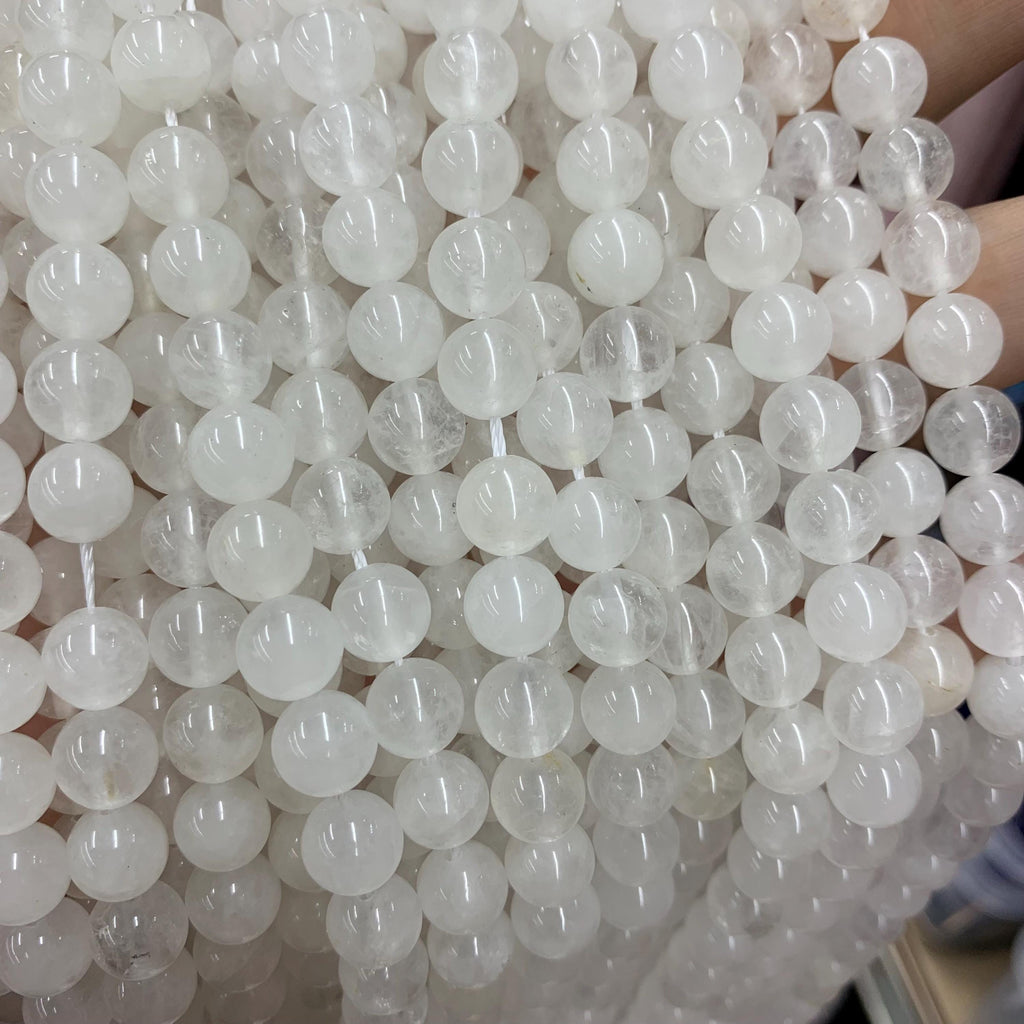 Natural Crystal Quartz Round Beads, Crystal Beads 6mm 8mm Gemstone Round Beads 15.5 Inch for DIY Jewelry Making