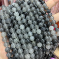 Natural Cloud Quartz Round Beads, Gray Cloudy Crystal Beads 6mm 8mm Gemstone Round Beads 15.5 Inch Strand for DIY Jewelry Making