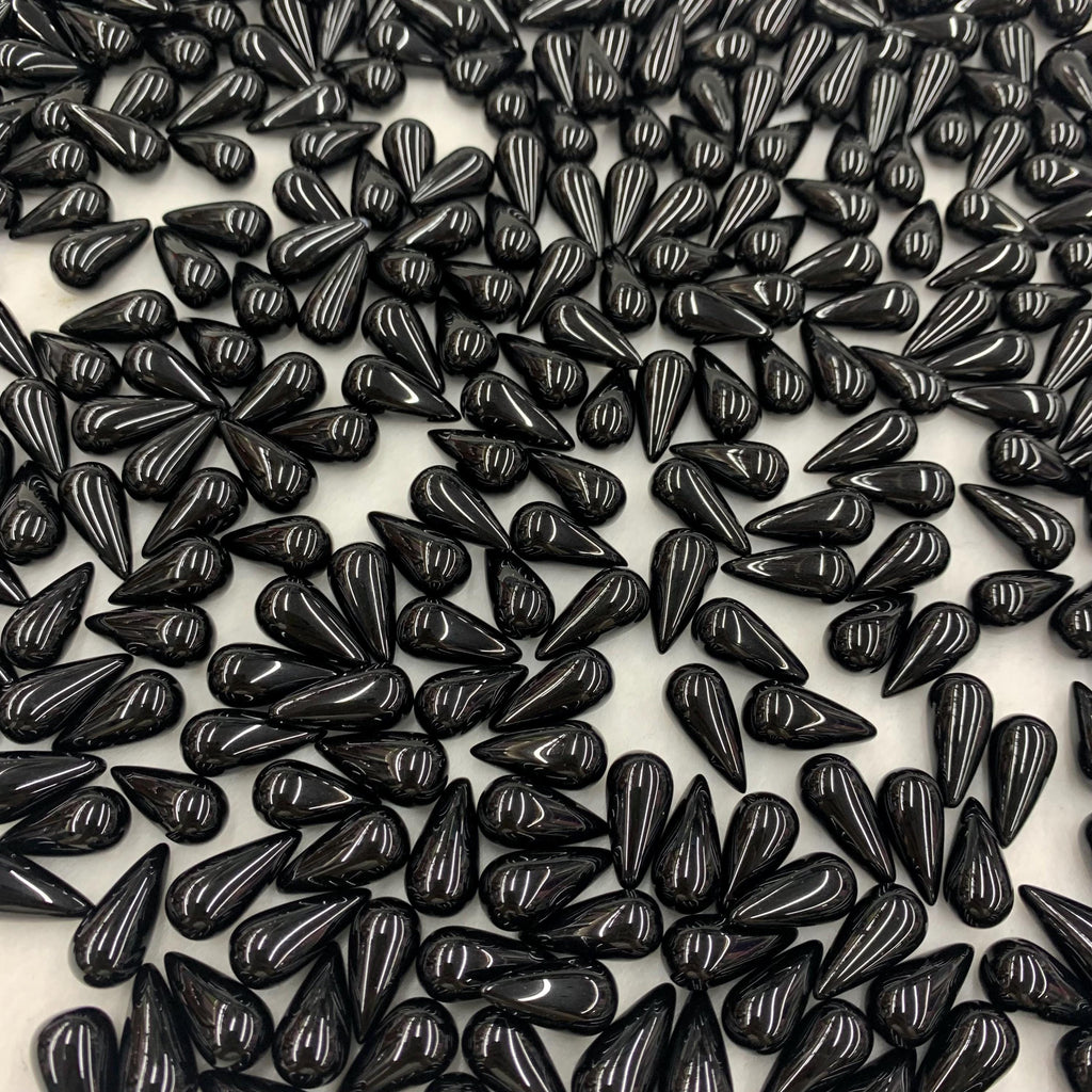 Natural Black Onyx Tear Drop Shape Pendant 8mm* 17mm （No Hole）