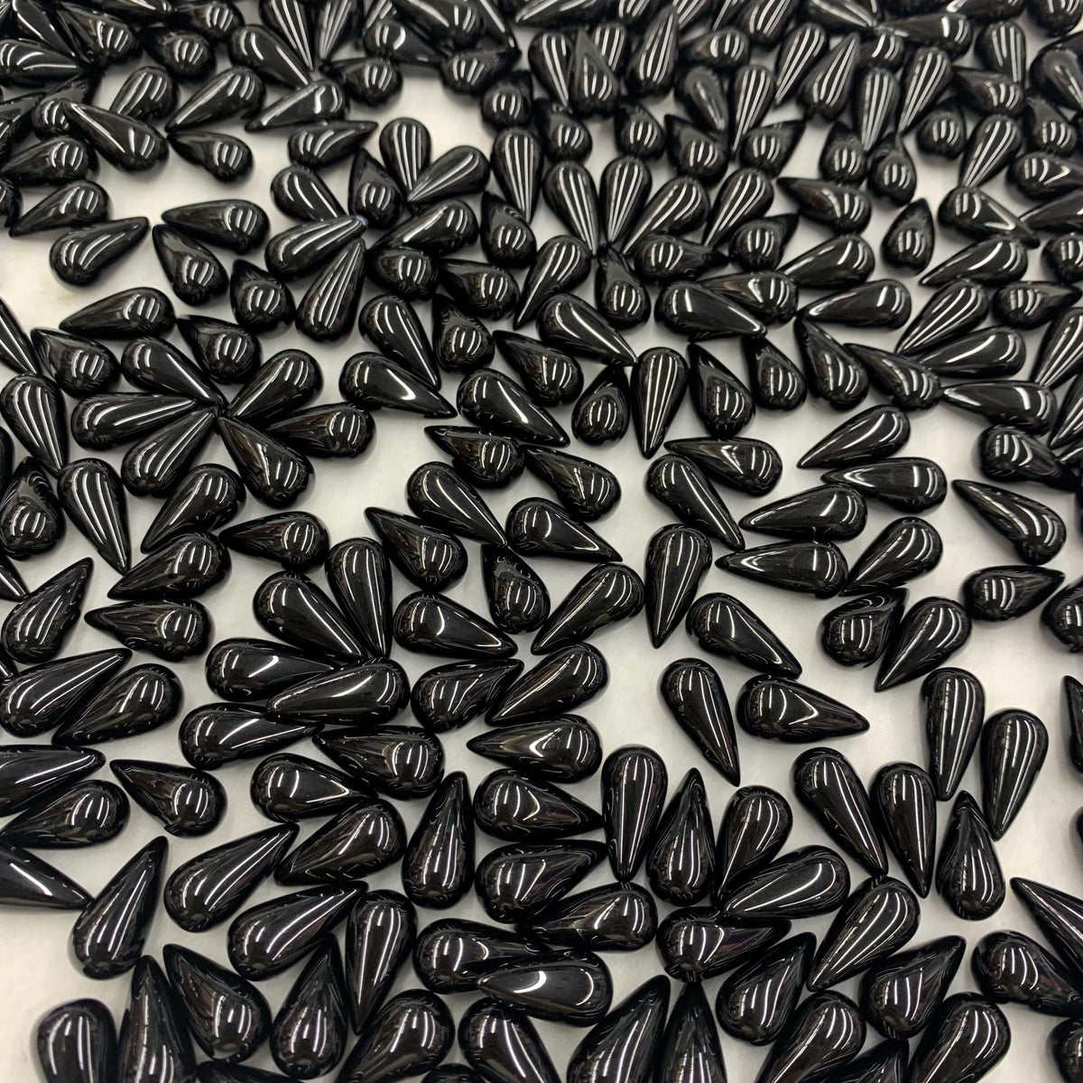 Natural Black Onyx Tear Drop Shape Pendant 8mm* 17mm （No Hole）