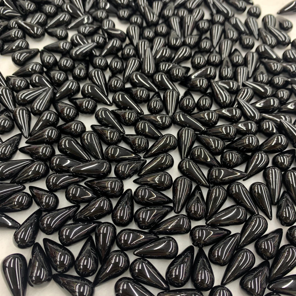 Natural Black Onyx Tear Drop Shape Pendant 8mm* 17mm （No Hole）