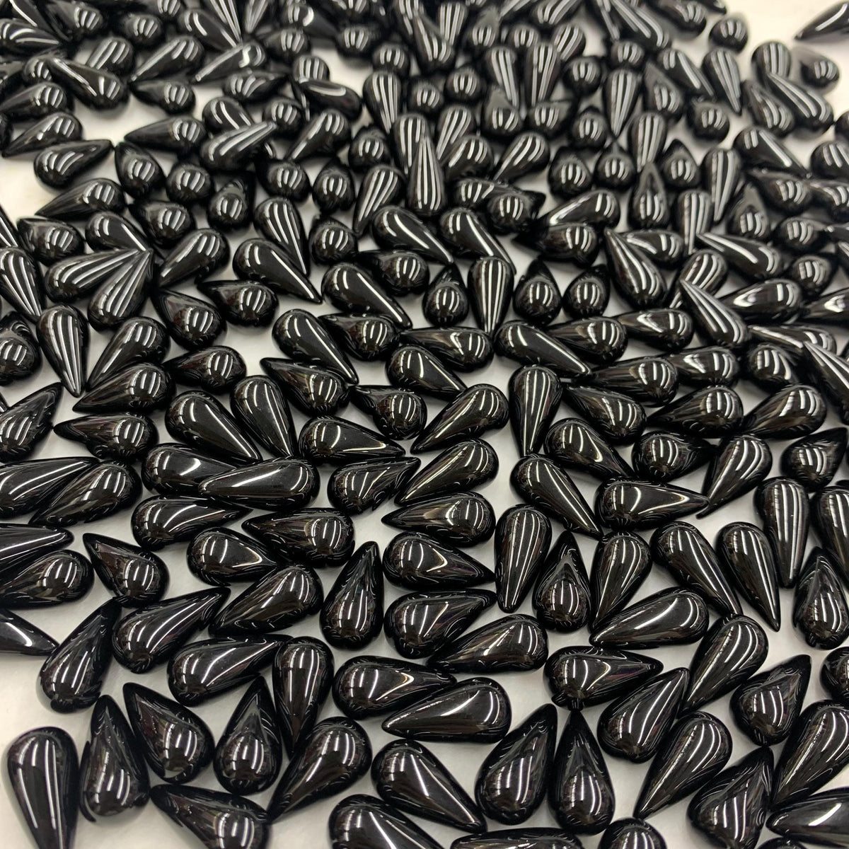 Natural Black Onyx Tear Drop Shape Pendant 8mm* 17mm （No Hole）