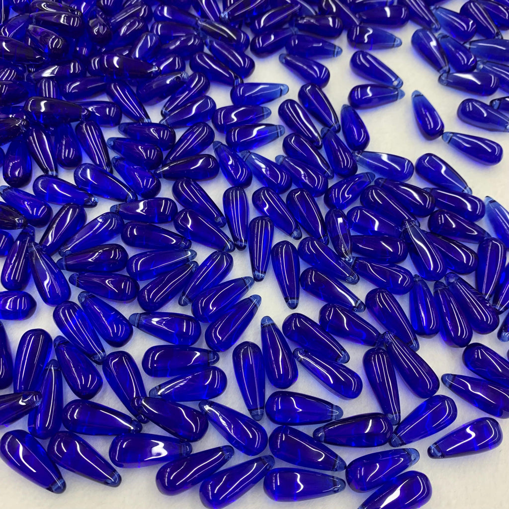 Blue Glass Tear Drop Shape Pendant 8mm* 22mm with Hole