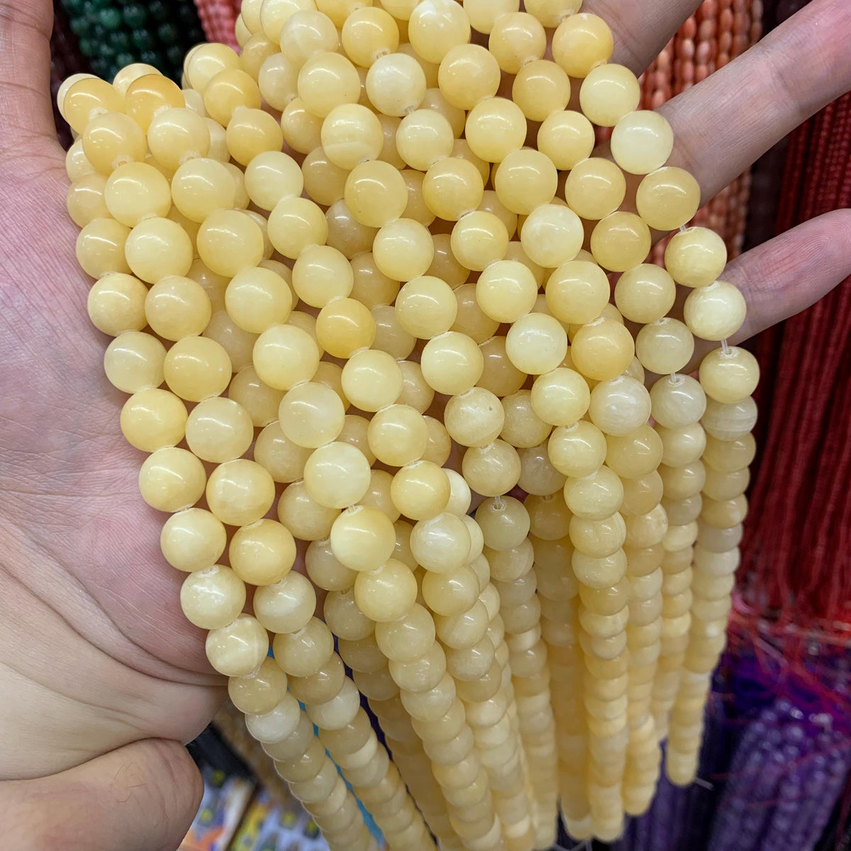 Natural Yellow Jade Beads Round Shape 6mm 8mm 10mm Gemstone Loose Bead for Jewelry Bracelet DIY Making Strand 15.5" Garde AAA