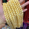 Natural Yellow Jade Beads Round Shape 6mm 8mm 10mm Gemstone Loose Bead for Jewelry Bracelet DIY Making Strand 15.5" Garde AAA