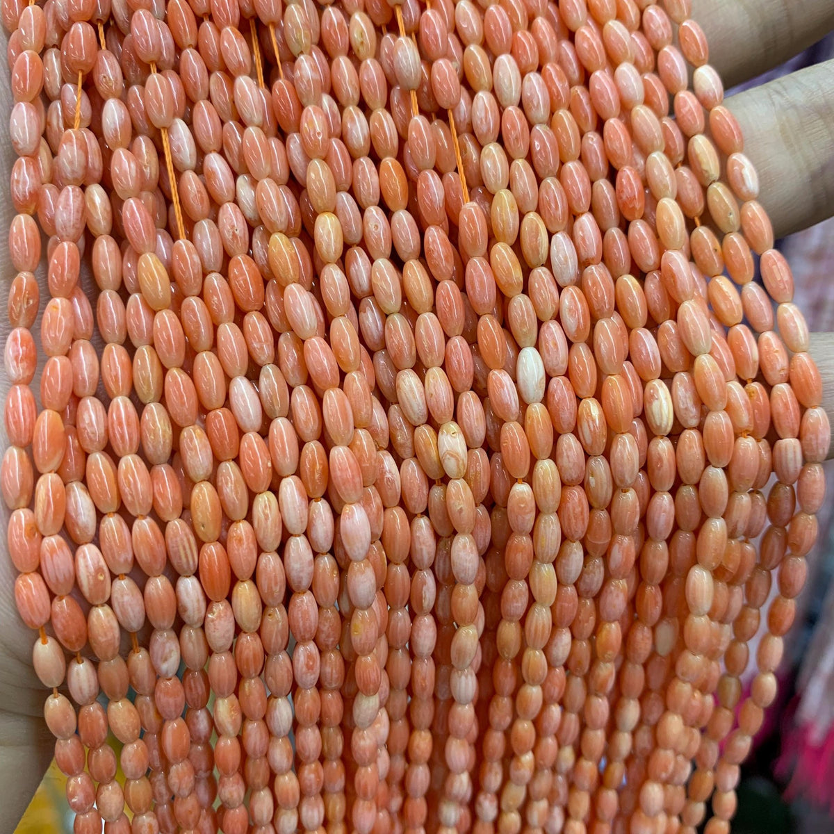 Orange Coral Rice Shape Beads 3*6mm Gemstone Rice Shape 4*8mm Orange Gemstone Pink Semi Precious Beads for Jewelry DIY Making Strand 15.5"