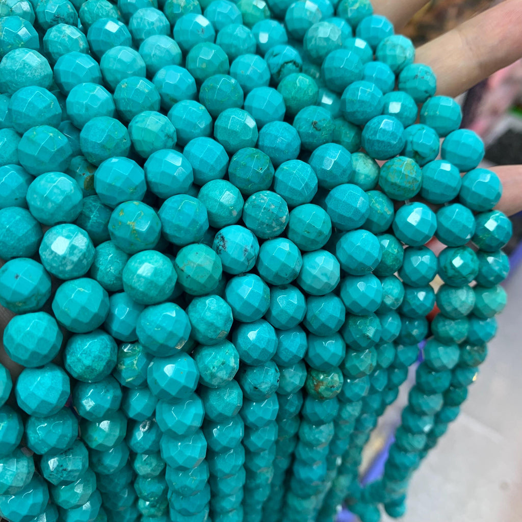 10mm Blue Turquoise Round Faceted Beads Blue Turquoise stone bead