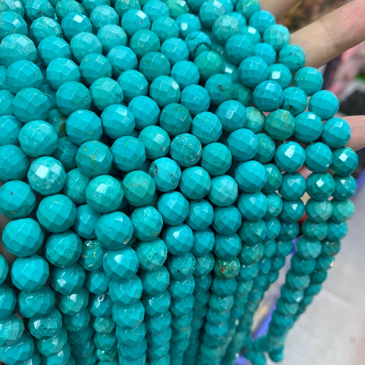 10mm Blue Turquoise Round Faceted Beads Blue Turquoise stone bead