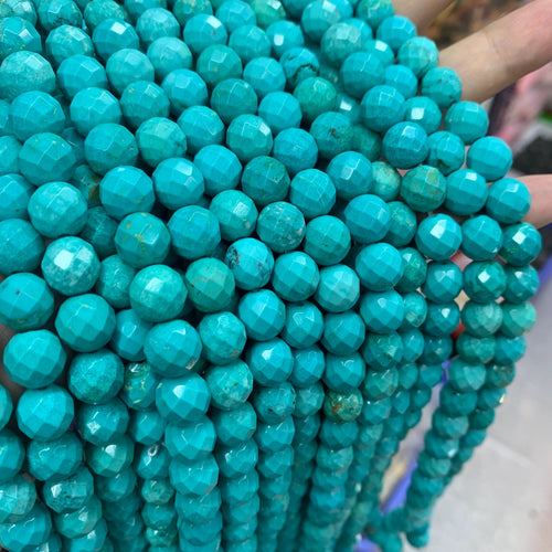 10mm Blue Turquoise Round Faceted Beads Blue Turquoise stone bead