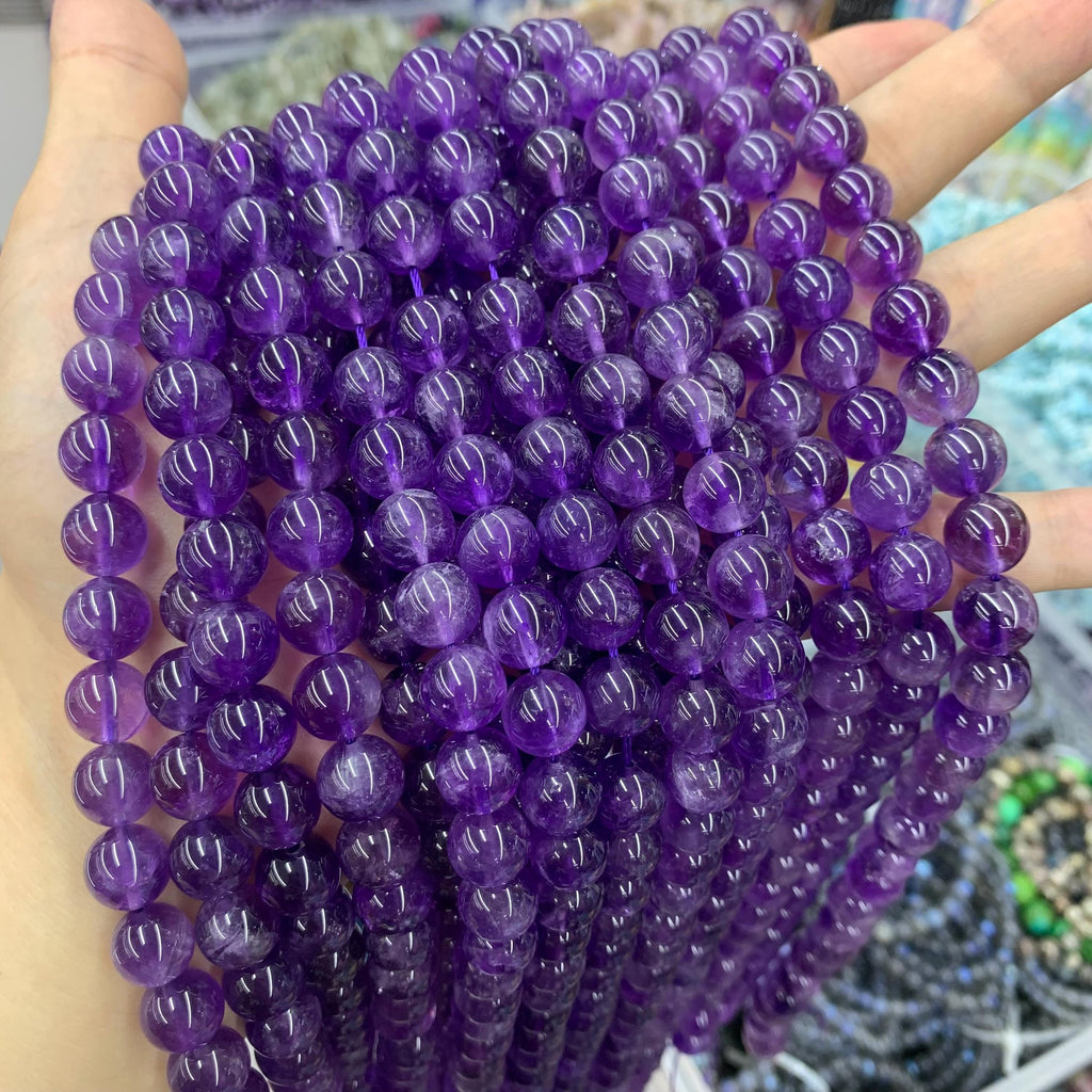 Natural Amethyst Round Beads 6mm 8mm 10mm 12mm Amethyst for Jewelry DIY Making Amethyst Purple Gemstone Bead Strand 15.5" Garde AAA