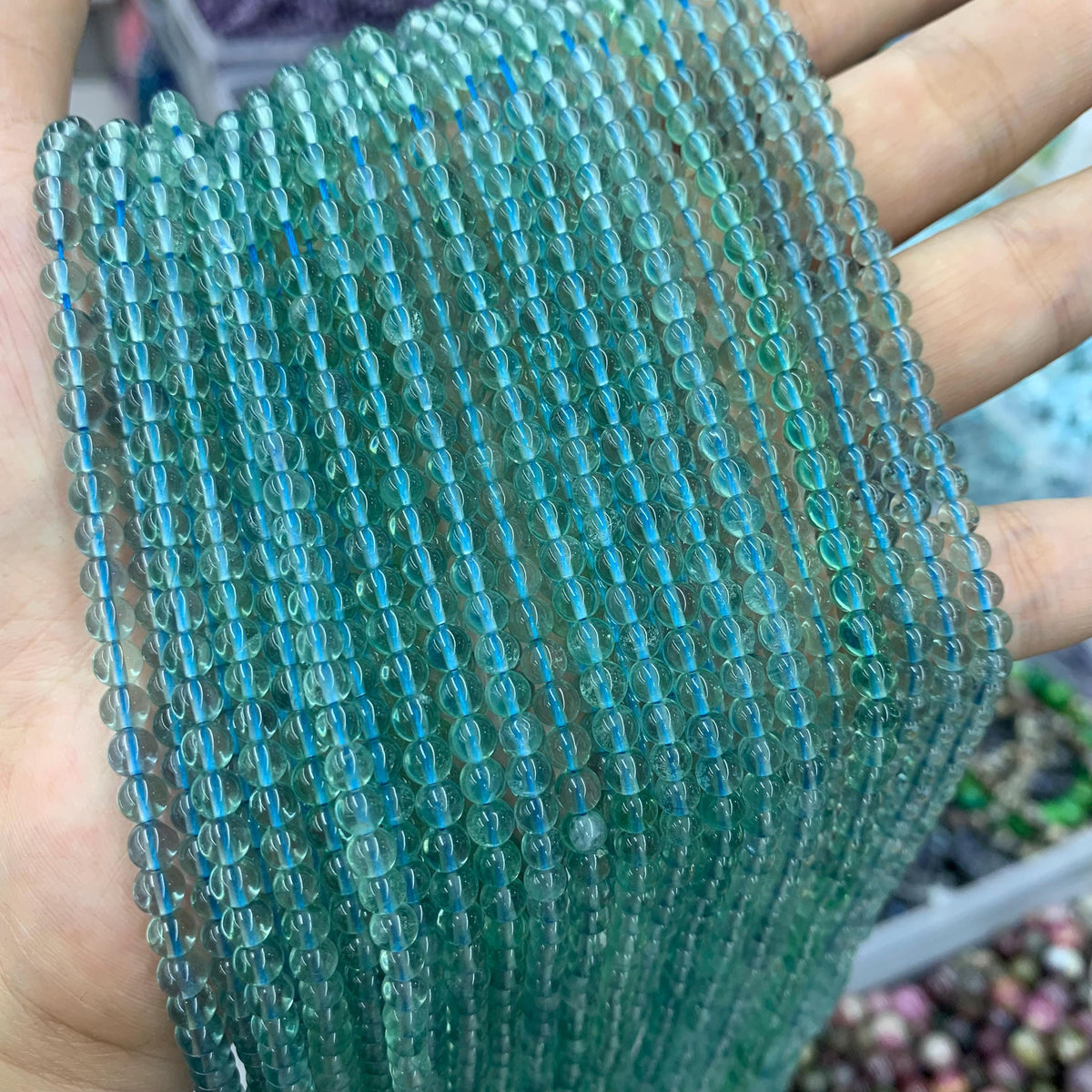 Natural Clear Blue Fluorite Beads Fluorite Bead Gemstone Loose Beads 4mm 15 Inch AAA