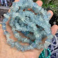 Natural Aquamarine Chip Bracelets Beads Blue Gemstone Loose Bead