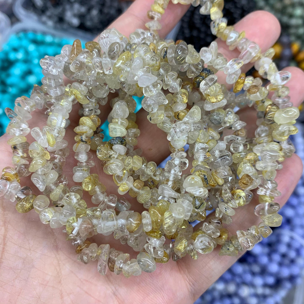 Natural Golden Rutilated Quartz Chip Bracelet Gemstones Semi-precious stone Loose Beads