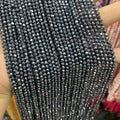 Natural Terahertz Faceted Bead 3mm Energy Silver TeraHertz Gemstone Bead Loose Terahertz Stone Beads 15.5 Inch AAA