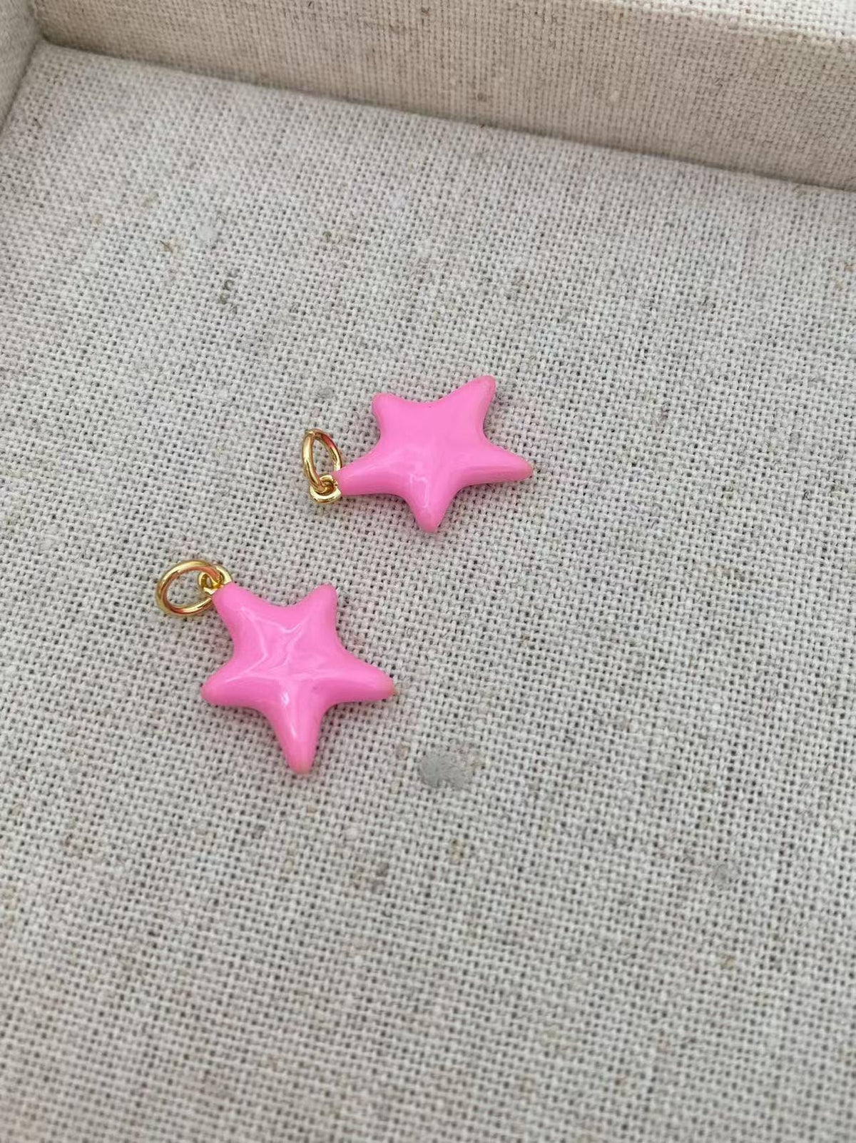 Enamel 5 Stars Colorful  Pendant for Bracelet Necklace DIY Gifts for Women (no chain)