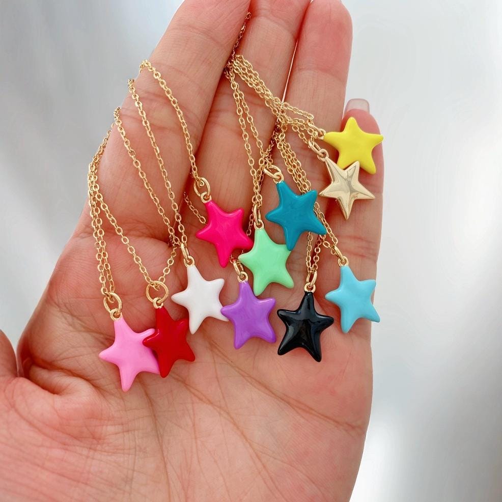Enamel 5 Stars Colorful  Pendant for Bracelet Necklace DIY Gifts for Women (no chain)
