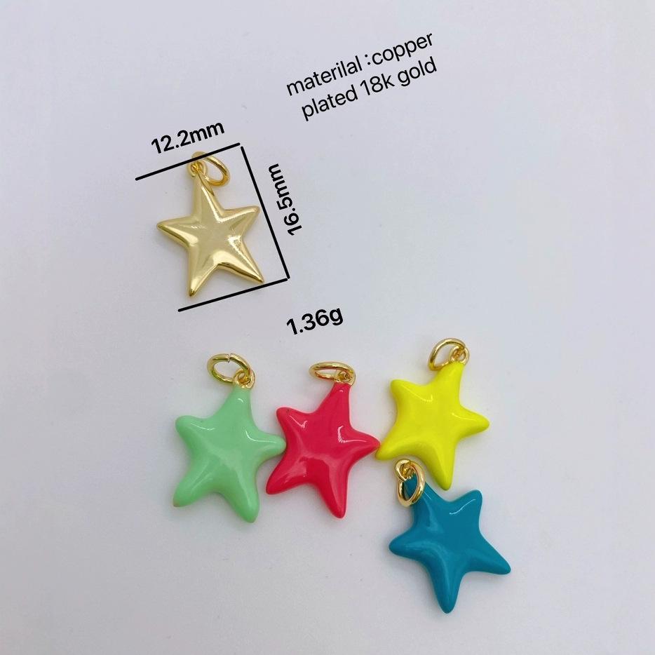 Enamel 5 Stars Colorful  Pendant for Bracelet Necklace DIY Gifts for Women (no chain)