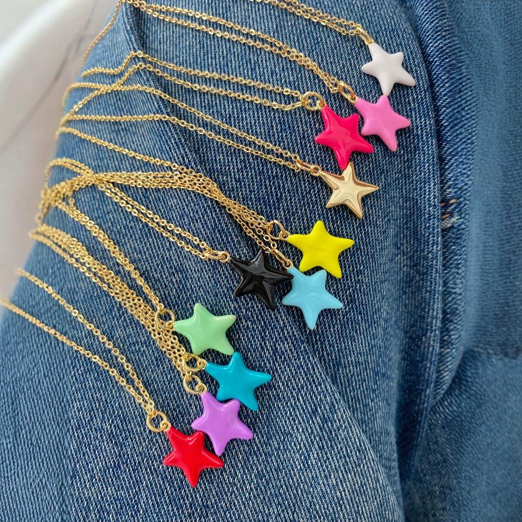 Enamel 5 Stars Colorful  Pendant for Bracelet Necklace DIY Gifts for Women (no chain)
